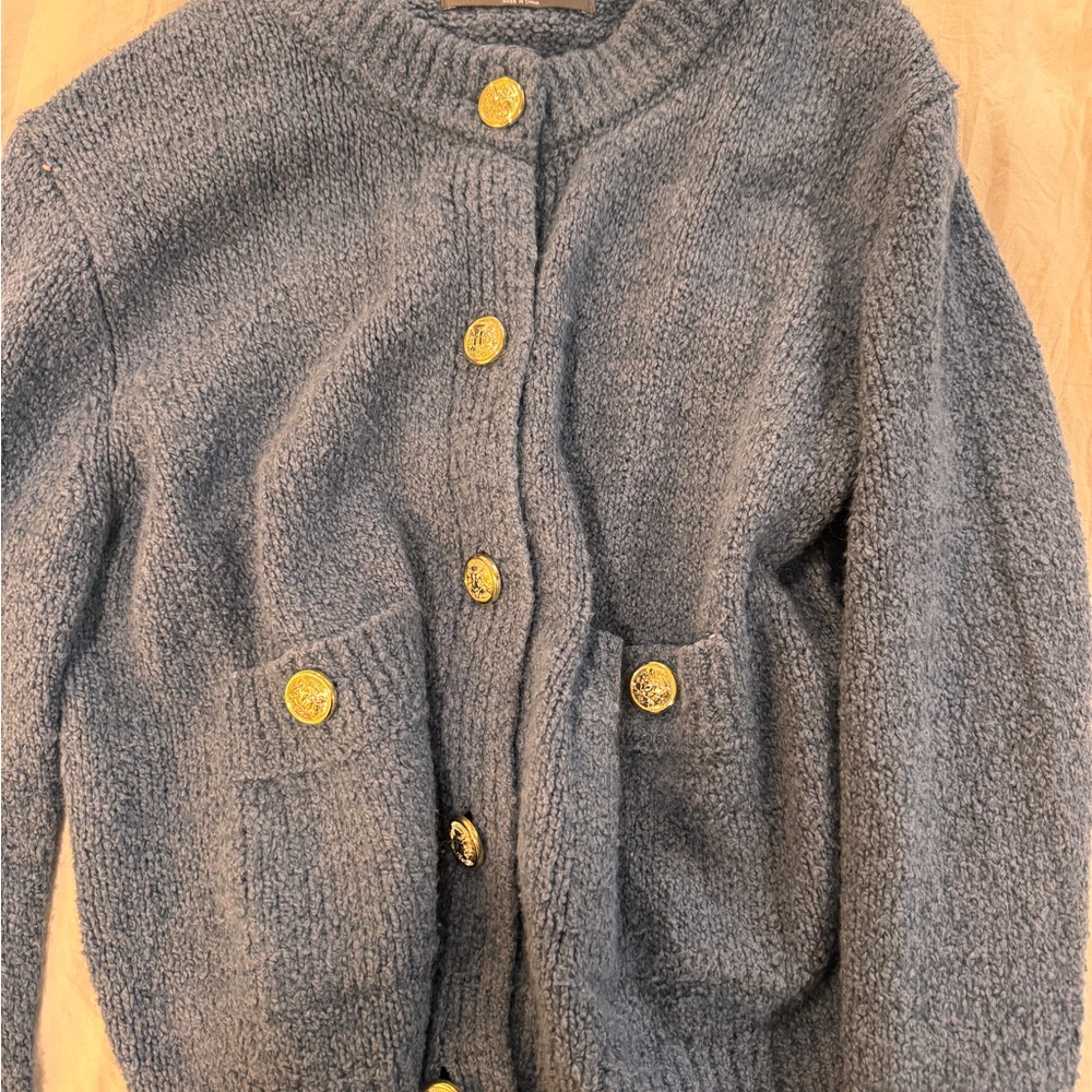 Primark Blue Cardigan with Gold Buttons